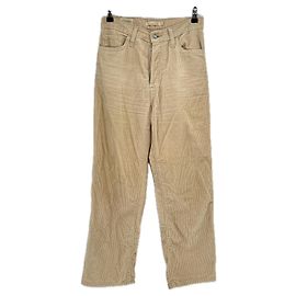 Levi's Beige gerippte Hose "Ribcage Straight Ankle" Beige