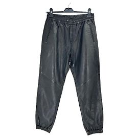 Ikks Black Leather Pants Size 38 Black