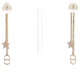 Dior Goldene Ohrringe mit Perlen Golden