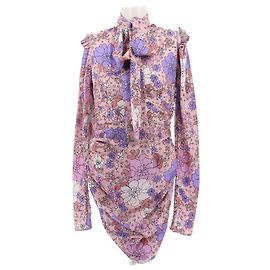 Magda Butrym Vestido corto de seda rosa floral Rosa