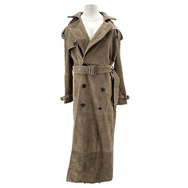 Autre Marque Langer brauner Trenchcoat Braun