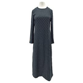 Laurence Bras Schwarzes langes Kleid mit Punkten Schwarz