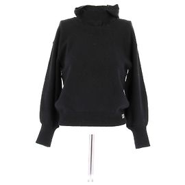Chanel Sweat à capuche en cachemire noir Noir