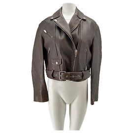 The Kooples Kurze braune Lederjacke Braun