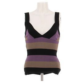 Herve Leger Top rayé Noir