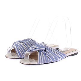Mule piatte Prada blu e bianche in tessuto Blu