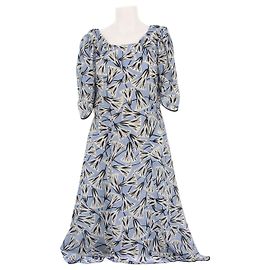 Vestido midi de seda estampado azul Prada Azul