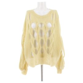 Loewe Mohairpullover mit Lochmuster Gelb Gelb