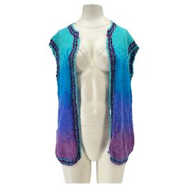 Autre Marque ROSE CARMINE Ärmelloser Wollcardigan Blau Lila Blau