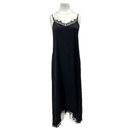 The Kooples Langes Kleid mit schwarzer Spitze Schwarz