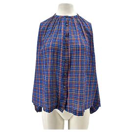 Autre Marque Bluse mit blauen Karos Blau