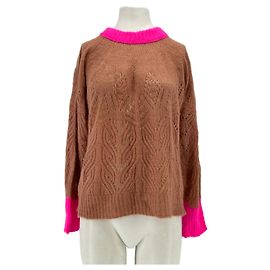 Manoush Pull en maille bicolore Marron