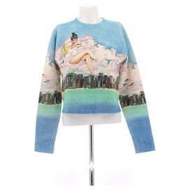 Casablanca Pull imprimé en laine Bleu
