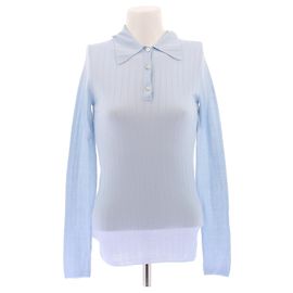 Prada Polo blu a maniche lunghe in cashmere Blu