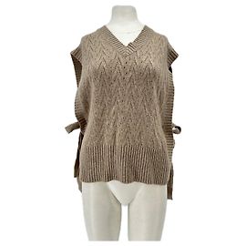 Autre Marque DUPLO Wollpullover beige ärmellos geknotet Beige