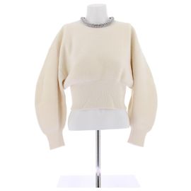 Alexander Wang Pull blanc col strass en laine Blanc