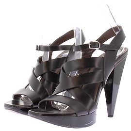 Marni Black Leather Strap Pumps Black