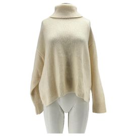 Autre Marque Rollkragenpullover aus einer Mischung aus Kaschmir und Seide Weiß