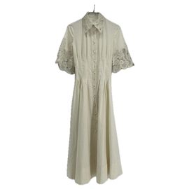 Autre Marque Vestido maxi CLEA de linho branco com mangas curtas Branco