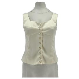 Autre Marque COMMENSE Ärmelloses Satin Top Creme Weiß