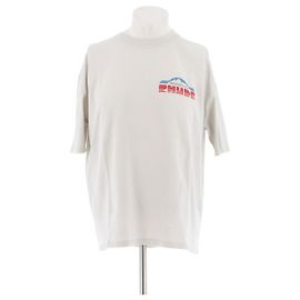 Autre Marque RHUDE T-Shirt Hellgrau mit dreifarbigem Logo Grau