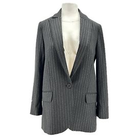Zadig & Voltaire Grey Blazer with Silver Tennis Stripes Grey