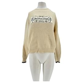 Agnona Strickpullover mit Perlen Beige
