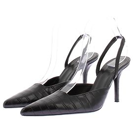 Autre Marque GIA BORGHINI Black Crocodile Print Slingback Heels Black