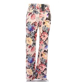 Jeans Louis Vuitton con Estampado Floral Rosa de Algodón Rosa