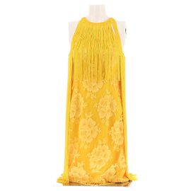 Stella Mc Cartney Robe midi jaune sans manches à franges Stella McCartney Jaune