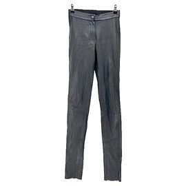 Ann Demeulemeester Black Leather Slim Fit Pants Black