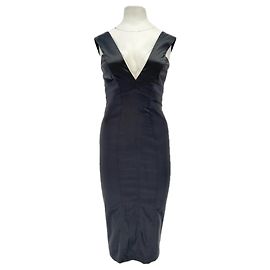Robe midi sans manches en satin noir Just Cavalli Noir