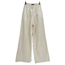 Autre Marque Jeans de pierna ancha ecru de algodón talla 25 Beige