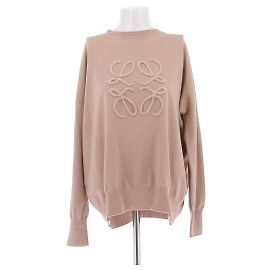 Loewe Wollpullover beige mit Ton-in-Ton-Logo Beige