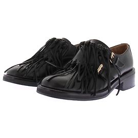 Elie Saab Schwarze Leder-Mokassins mit Fransen Schwarz