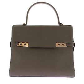 Borsa Delvaux Tempête PM in pelle khaki Cachi