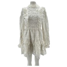 Vestido corto blanco de algodón con bordado inglés Sea New York Blanco