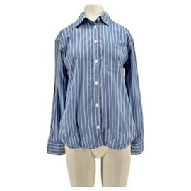 Zadig & Voltaire Gestreiftes blaues Baumwollhemd Blau