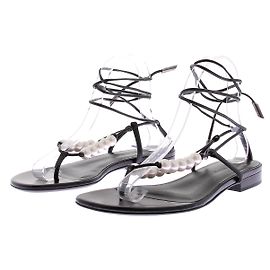 Magda Butrym Sandali in pelle e perle Nero