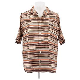 Camisa Prada de seda a rayas marrón M Castaño