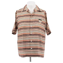 Camicia Prada a righe in misto seta marrone M Marrone