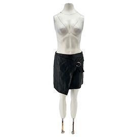 Ba&Sh Jupe en cuir noir Black