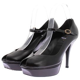 Yves Saint Laurent Black Leather Platform Pumps Black