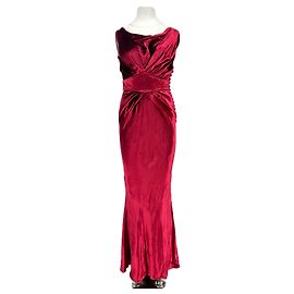 John Galliano Rotes Samt Maxikleid ärmellos Rot