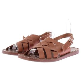 Re/Done Brown Leather Flat Sandals Brown