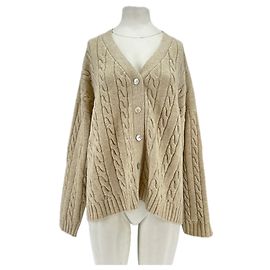 Autre Marque Beige Zopfmuster-Cardigan Beige