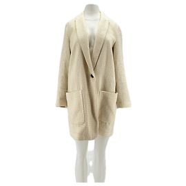Blazer largo blanco texturizado Pomandère Blanco