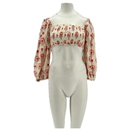 Autre Marque Crop top estampado de manga larga MALIE blanco algodón Blanco