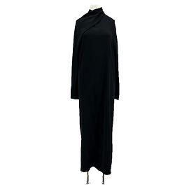 The Row Schwarzes langes Viscose Kleid mit langen Ärmeln Schwarz