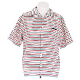 Camisa Prada de rayas de manga corta roja de algodón Roja